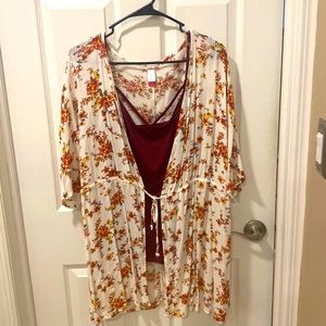 NWOT Floral Kimono with matching tank top